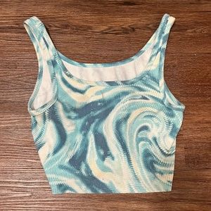 Wild Fable Crop Tee with Blue, Yellow, and White